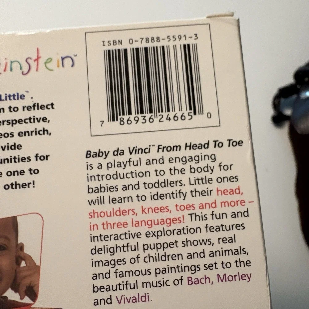 Baby Einstein Baby Da Vinci From Head to Toe VHS Tape 2004 Educational RARE OOP